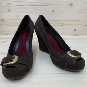 Aerosoles "Rekindle" Brown Suede Wedge Heels